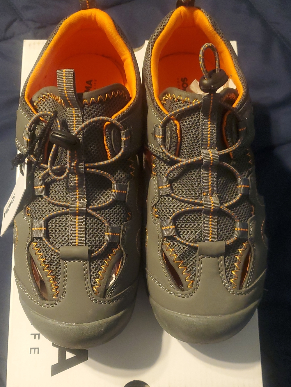 Sonoma Gray and Orange Kids Sneakers/sandals with Toggle Laces